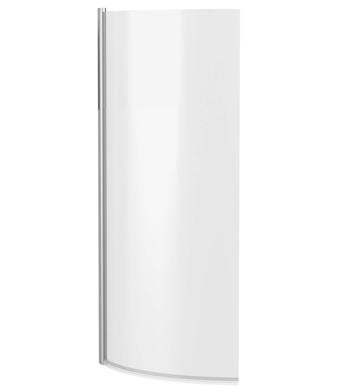 Nuie Pivot Frameless Curved Bath Screen - Chrome Aluminium Profile - 720 x 1435mm