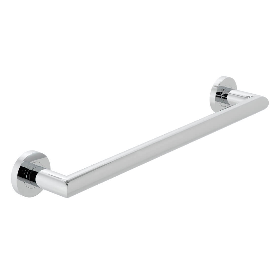 Wall-mounted Vado Spa hand towel or grab rail by Tuskan Tiles, sleek chrome finish, securely attached to bathroom wall.