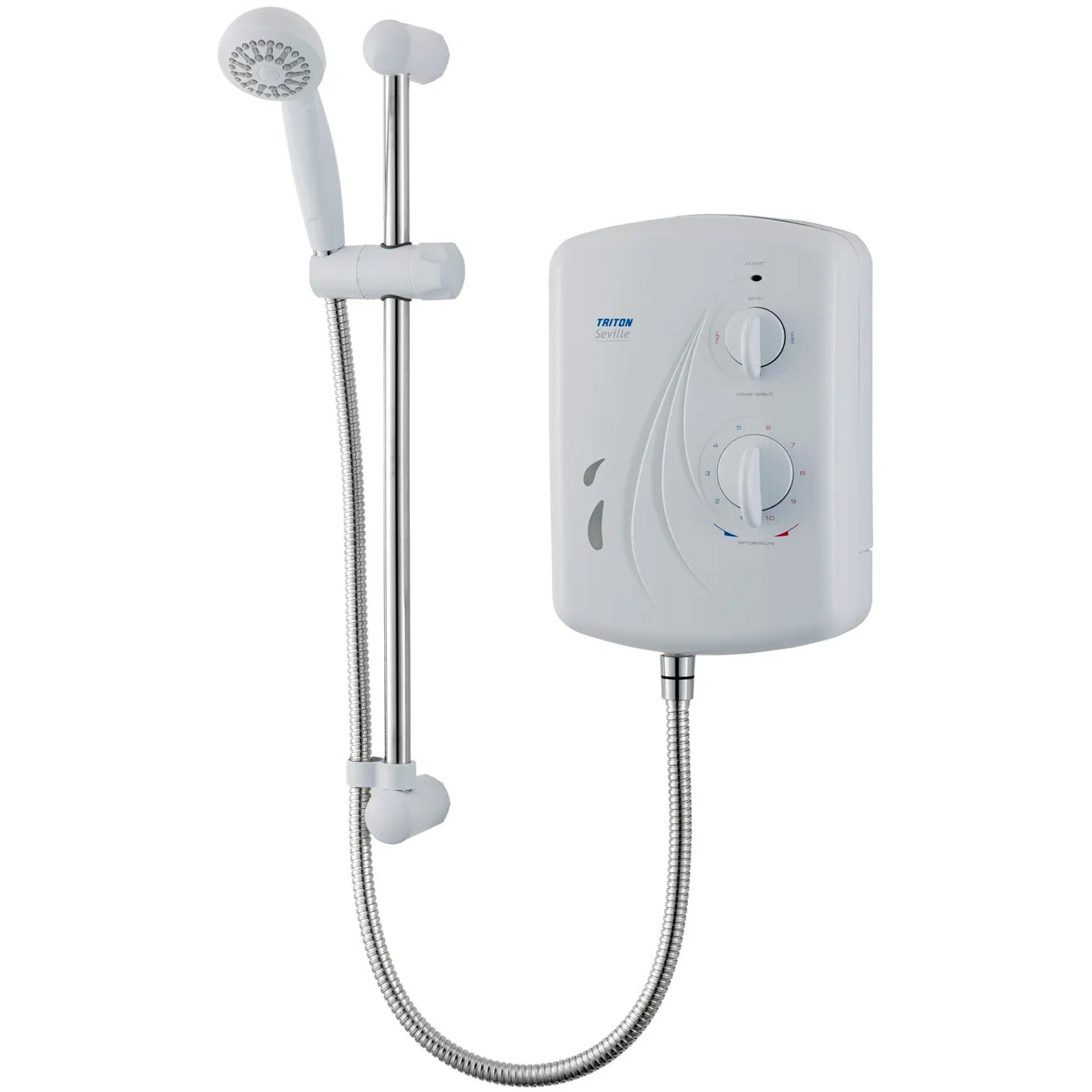 Triton Seville Electric Shower with Slide Rail Kit - White and Chrome