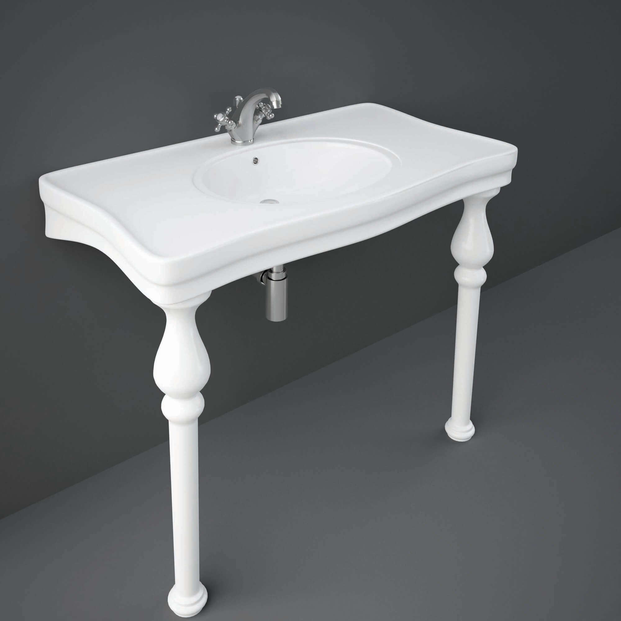 RAK Console Deluxe 1082mm White Basin With Ceramic Legs