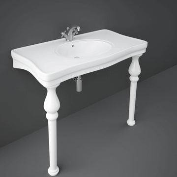 RAK Console Deluxe 1082mm White Basin With Ceramic Legs