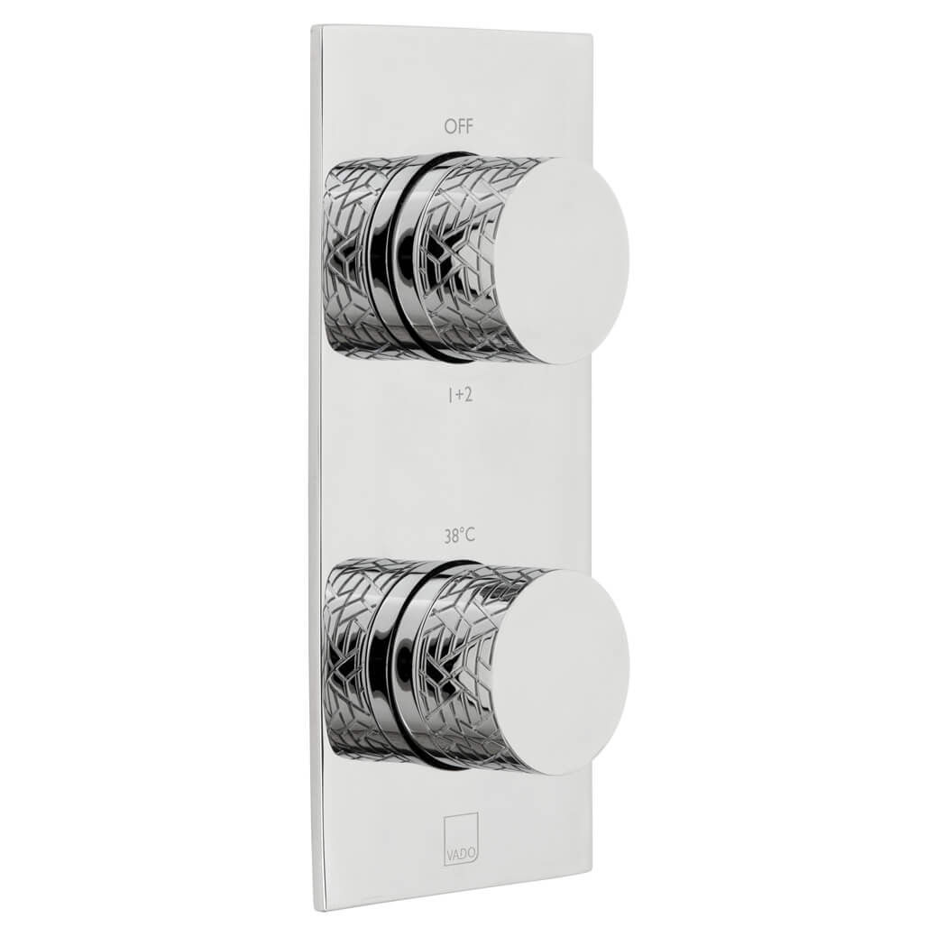 Vado Omika Chrome Concealed Thermostatic Shower Valve - Rectangular Trim - 2 Control