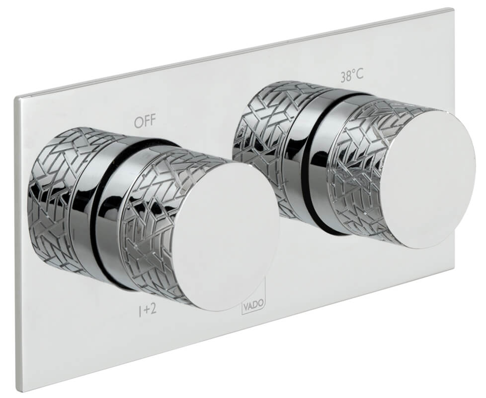 Vado Omika Chrome Concealed Thermostatic Shower Valve - Rectangular Trim - 2 Control