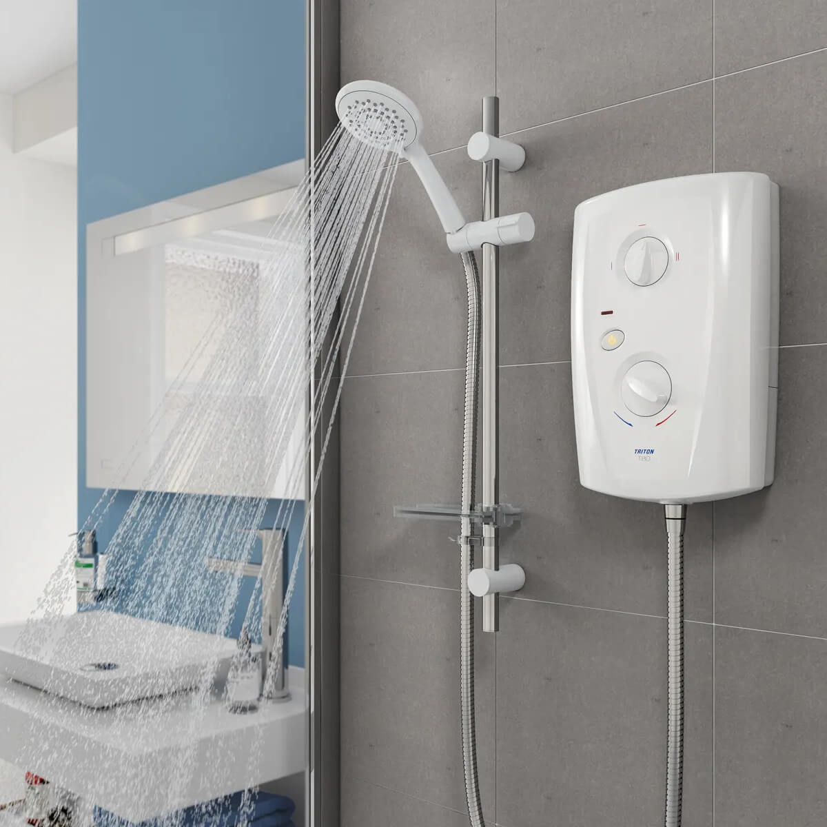 Triton T80 Pro-Fit Electric Shower with Slide Rail Kit - White