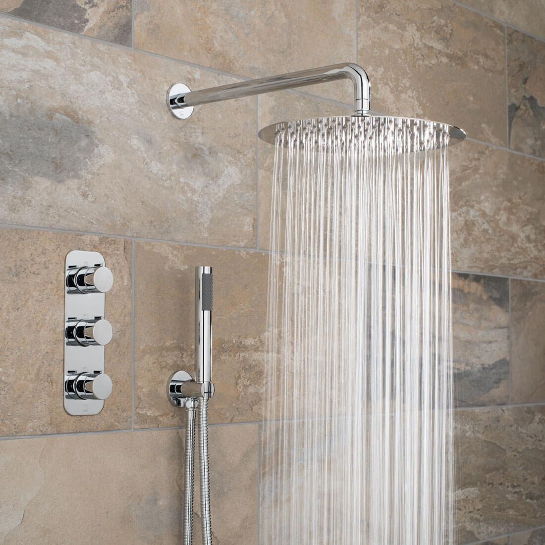 Vado Tablet Altitude Chrome Thermostatic Shower Pack - Concealed Valve with Head and Handset