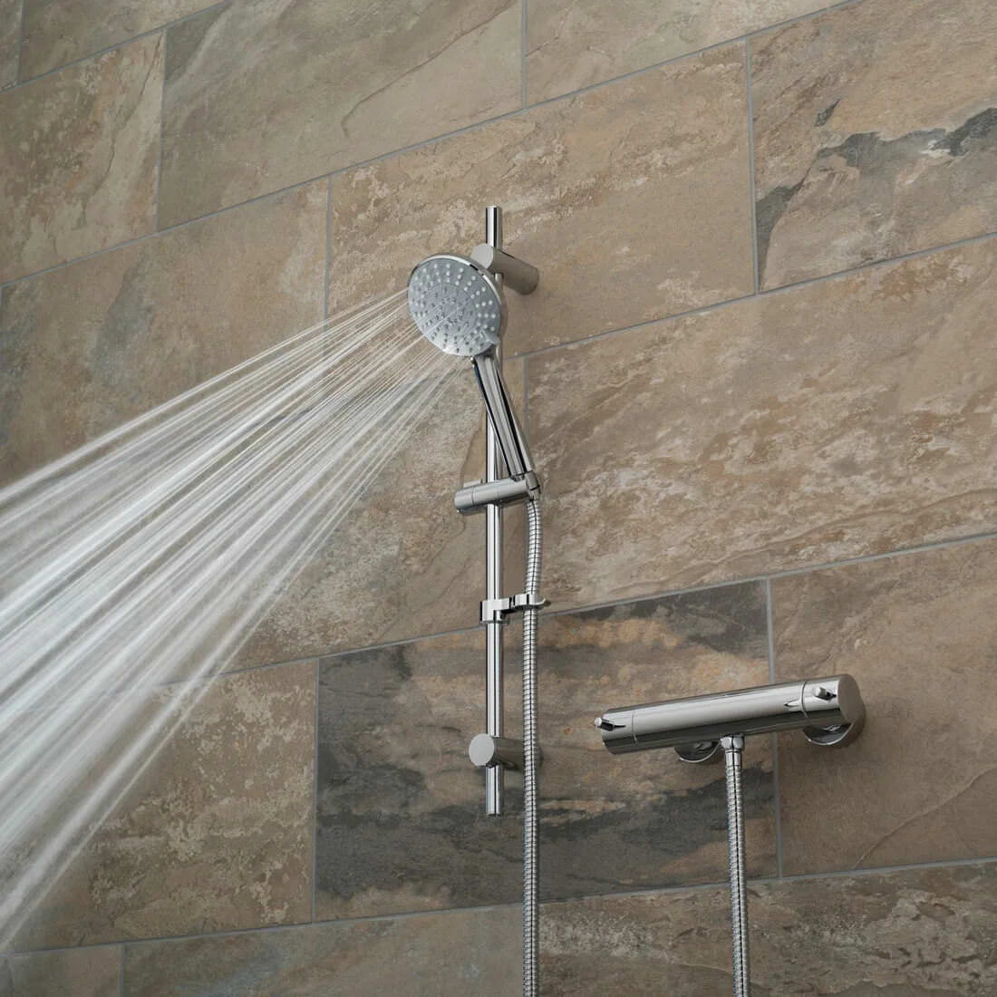 Vado Celsius Chrome Thermostatic Bar Shower Mixer Valve with Slide Rail Kit