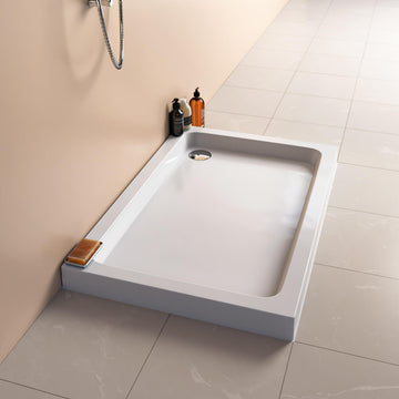 Mira Flight White Rectangular Shower Tray with Waste - ABS Acrylic-Capped Stone Resin