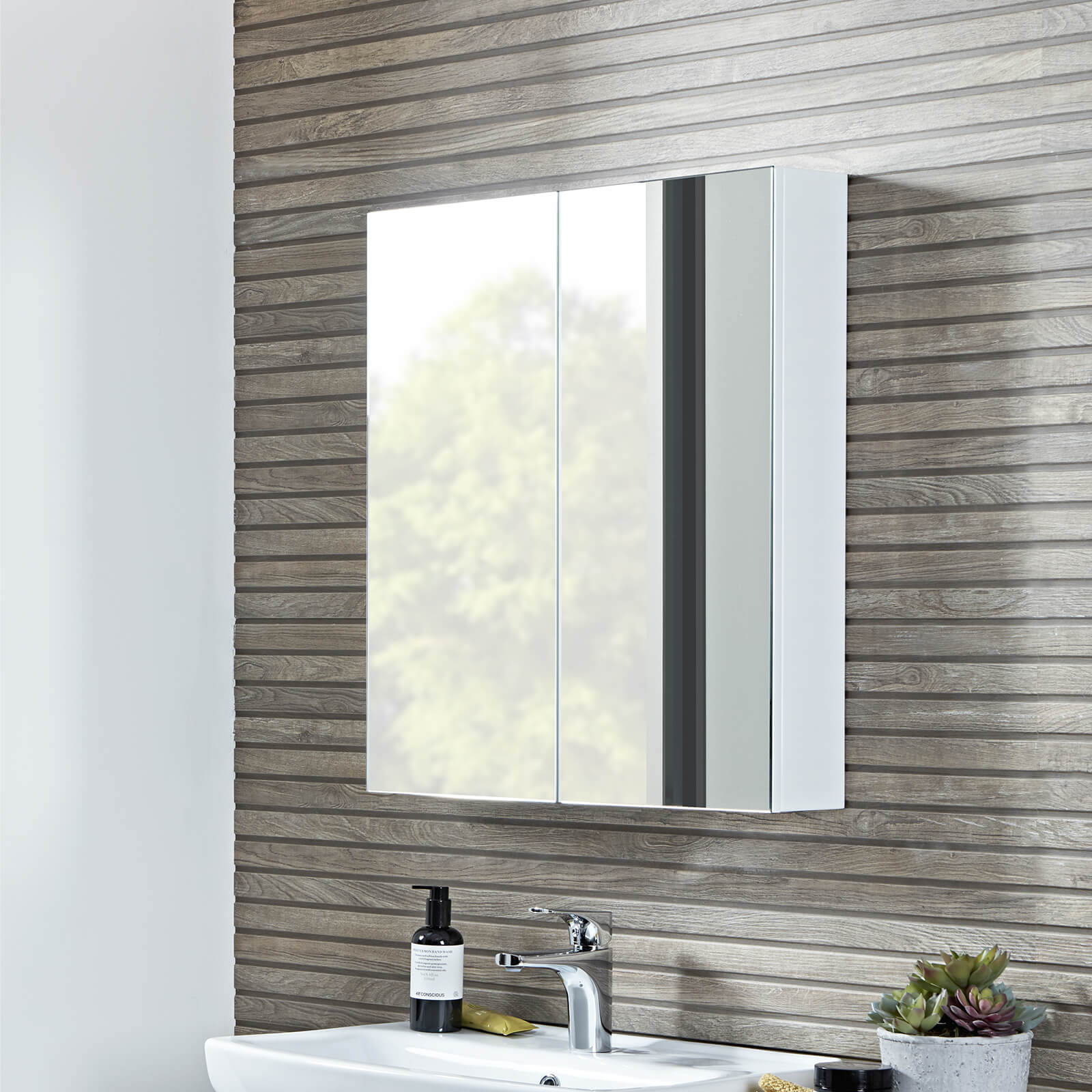 Tavistock Observe Gloss White Wall Hung Mirrored Cabinet - 2 Door - 600 x 650mm - Tuskan Tiles