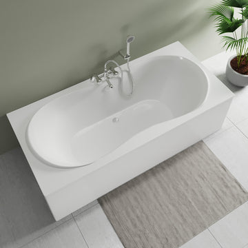 Aqua Comet 1800 x 800mm Round Double Ended Straight Bath White