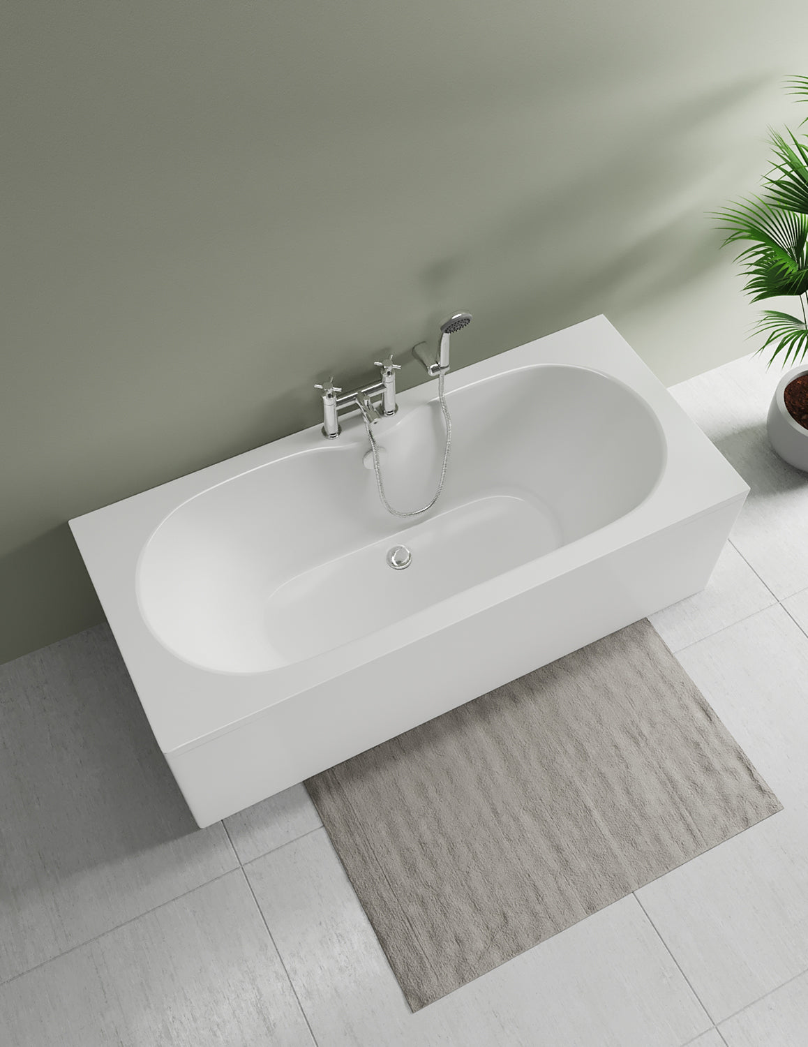 Aqua Luna 1700 x 750mm Round Double Ended Straight Bath White