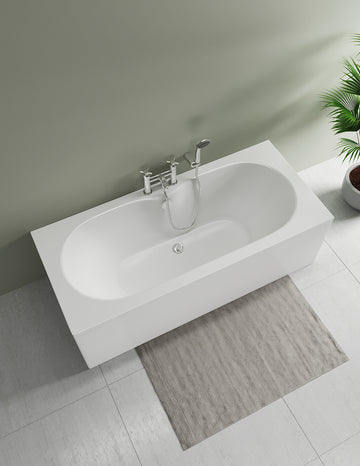 Aqua Luna 1700 x 750mm Round Double Ended Straight Bath White