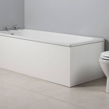 Tavistock Meridian Isocore straight white front bath panel, 1700 x 520mm, with clean, smooth surface and modern design.