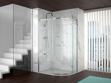 Merlyn 8 Series Frameless Offset Quadrant Shower Enclosure - Reversible Hinged Door