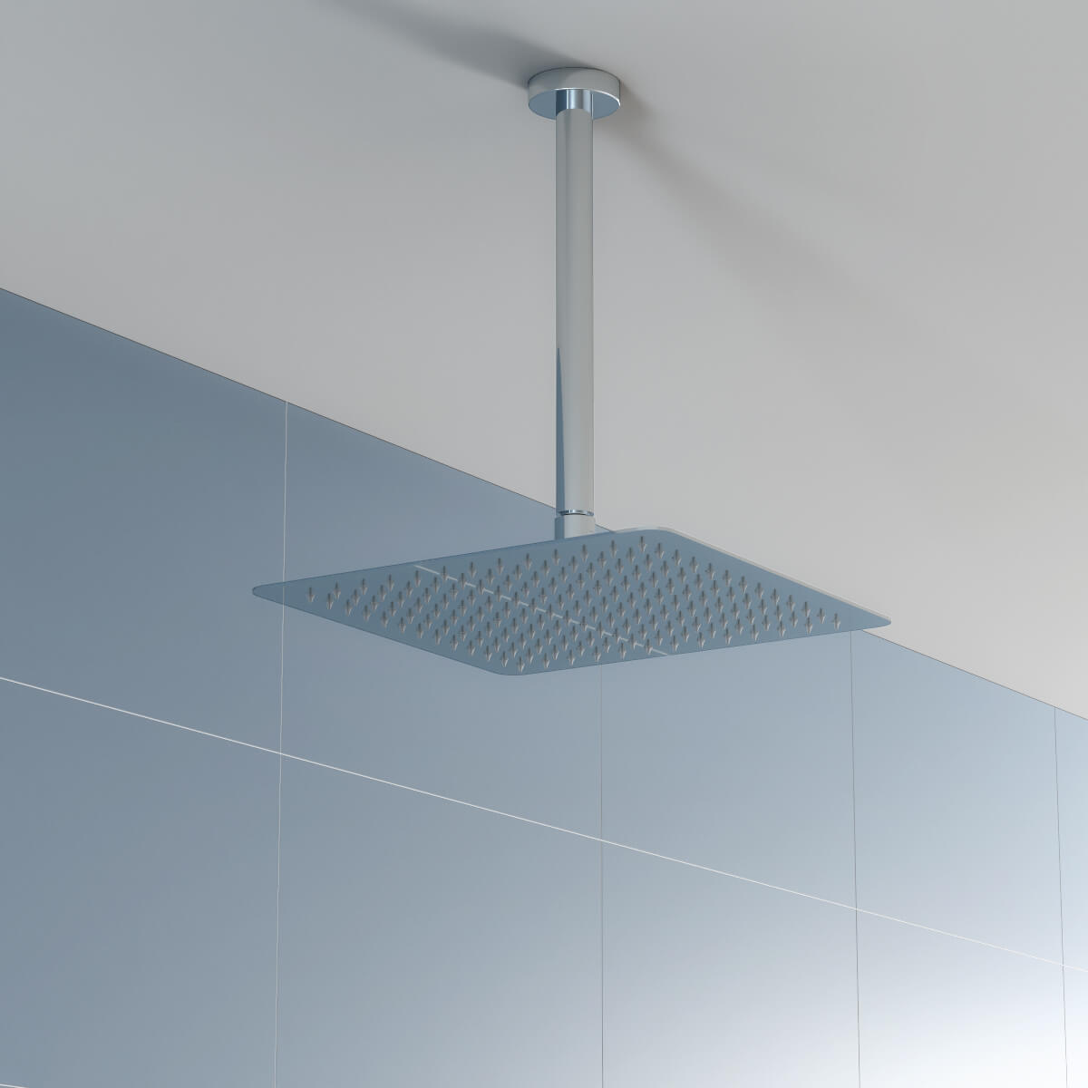 Vado Aquablade Chrome Slimline Square Shower Head - Rain Spray - Fixed