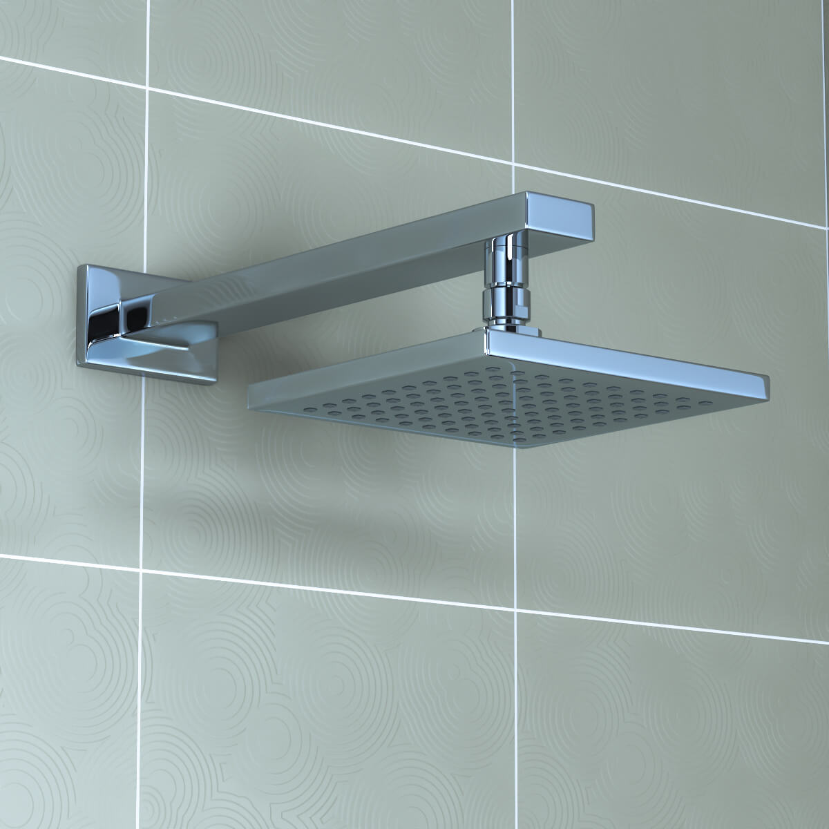 Nuie Brass and ABS Fixed Shower Head - Chrome - 200 x 200mm