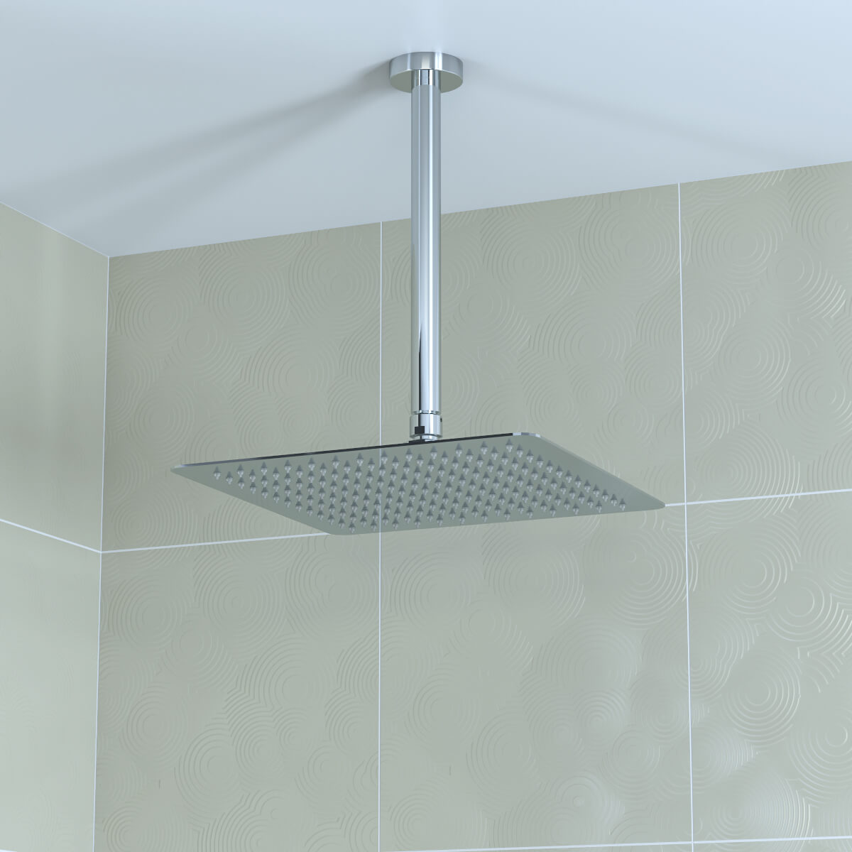 Vado Aquablade Chrome Slimline Square Shower Head - Rain Spray - Fixed