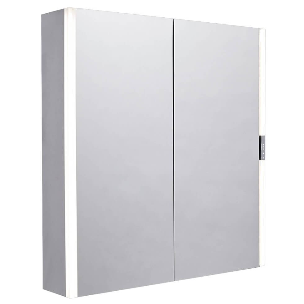 Tavistock Slide Aluminium LED Mirror Cabinet with Demister Pad - 2 Door - 650 x 700mm - Tuskan Tiles