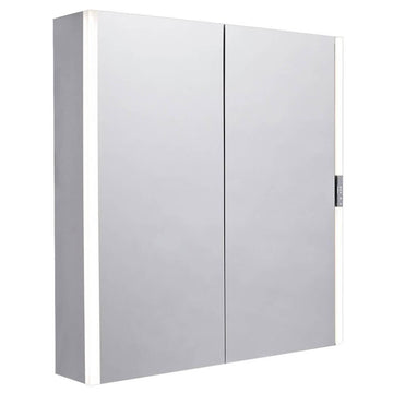 Tavistock Slide Aluminium LED Mirror Cabinet with Demister Pad - 2 Door - 650 x 700mm - Tuskan Tiles