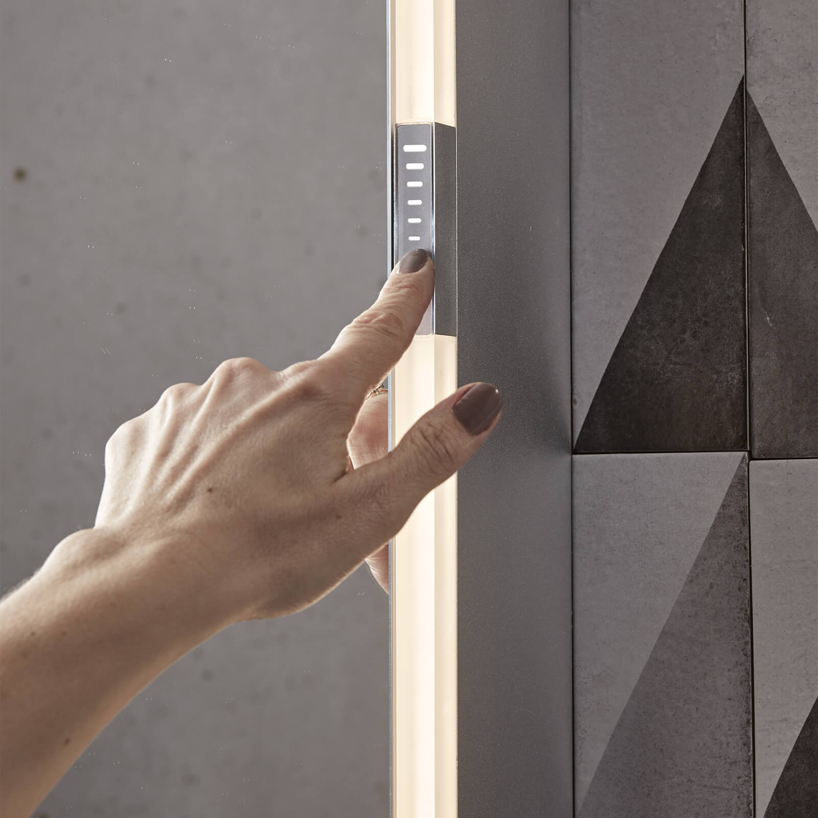 Tavistock Slide Aluminium LED Mirror Cabinet with Demister Pad - 2 Door - 650 x 700mm - Tuskan Tiles