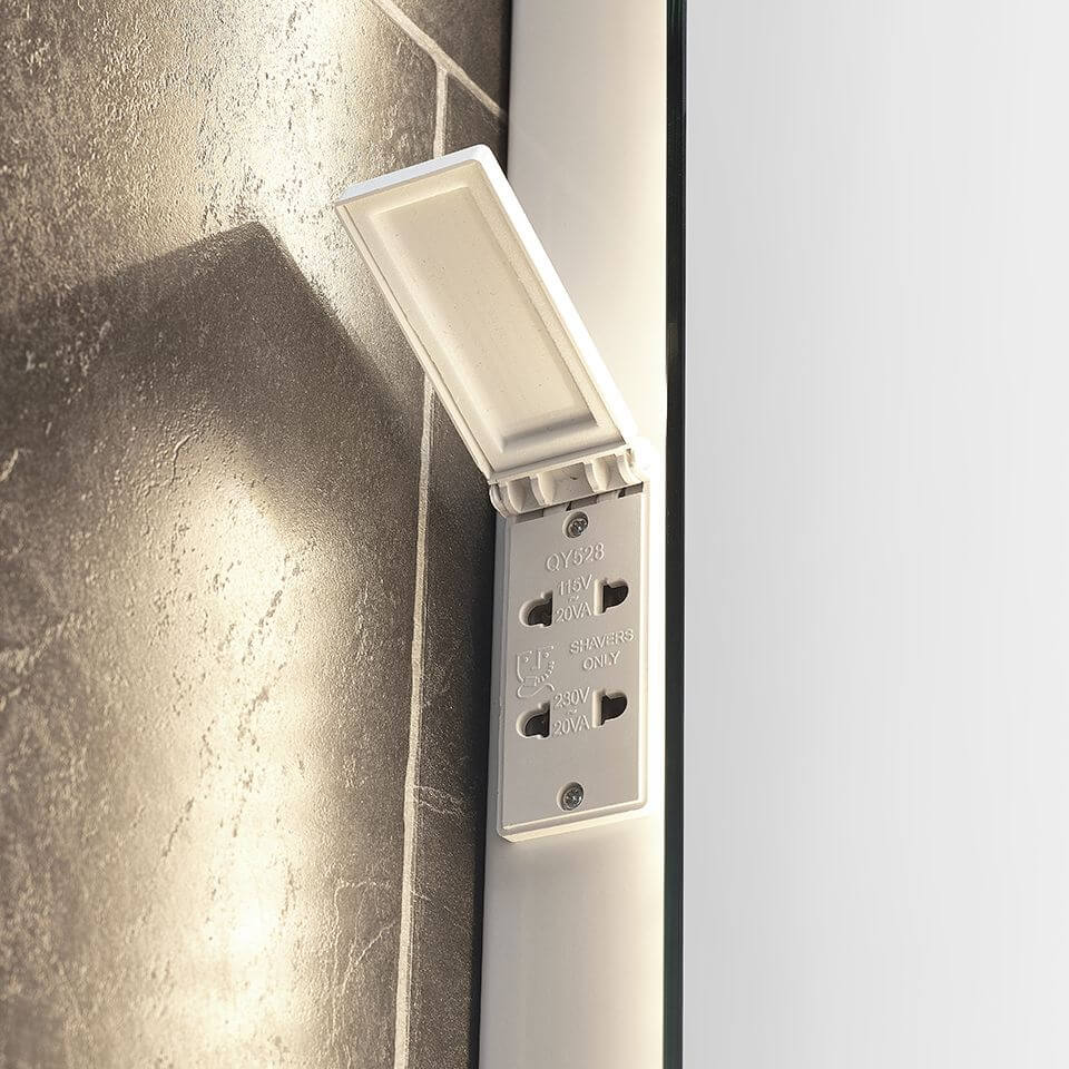 Sensio Reagan Rectangular LED Backlit Demister Mirror - Concealed Shaver Sockets - 600 x 800mm