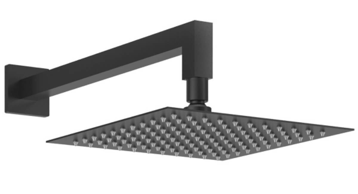 Aqua Edition Matt Black Ultra-Thin Square Fixed Overhead Rainshower