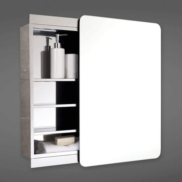 RAK Slide Stainless Steel Mirror Cabinet - 1 Door - 500 x 700mm - Tuskan Tiles