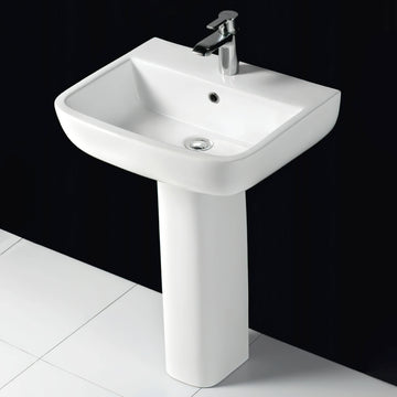 RAK Series 600 1 Tap Hole White Basin 520mm With Pedestal