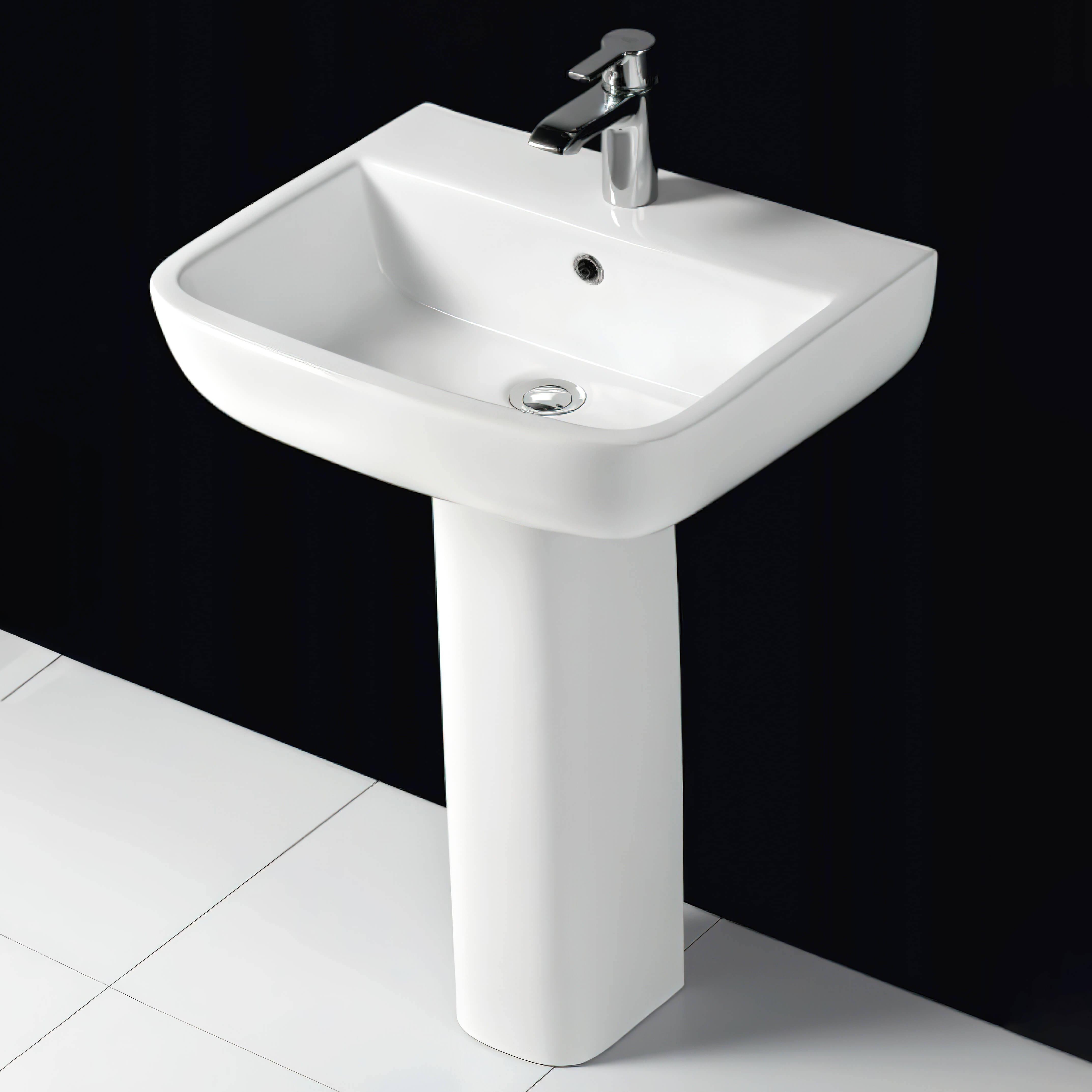 RAK Series 600 1 Tap Hole White Basin 520mm With Pedestal