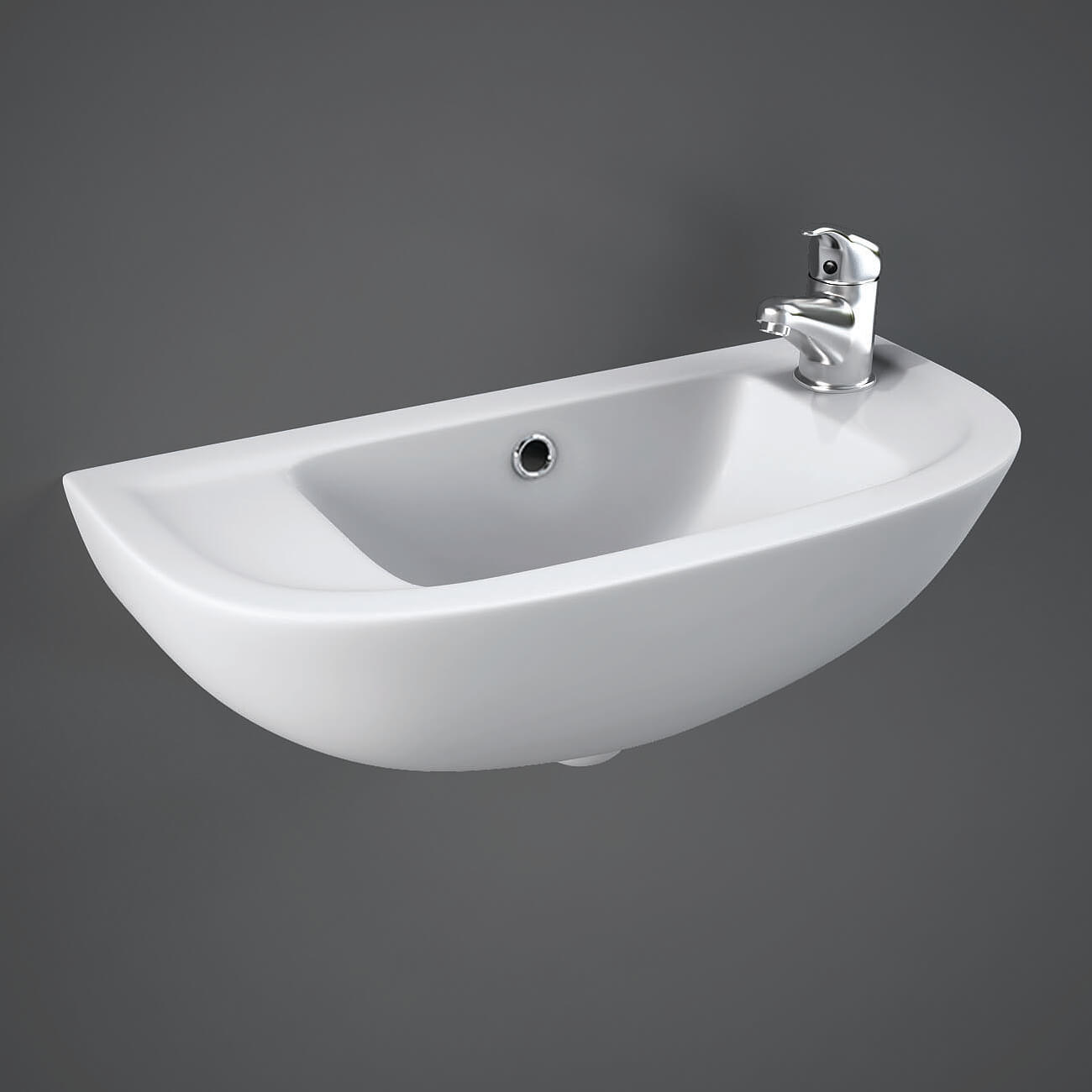 RAK Compact 1 Tap Hole White 450mm Slimline Basin