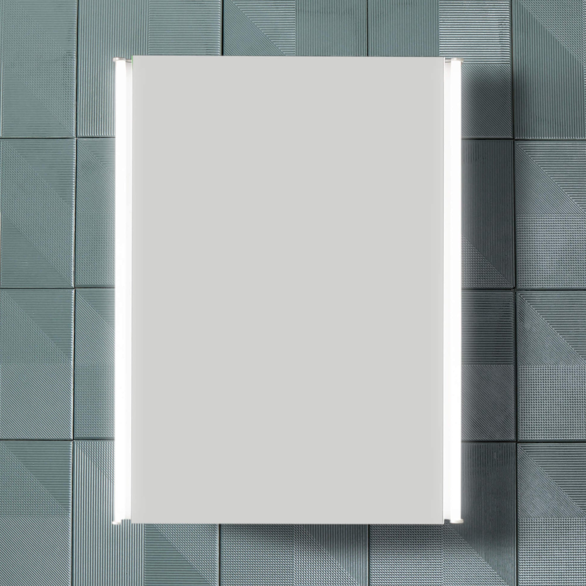 Tavistock Rectangular Aluminium Mirrored Cabinet with LED Light - 440 x 650mm - Tuskan Tiles