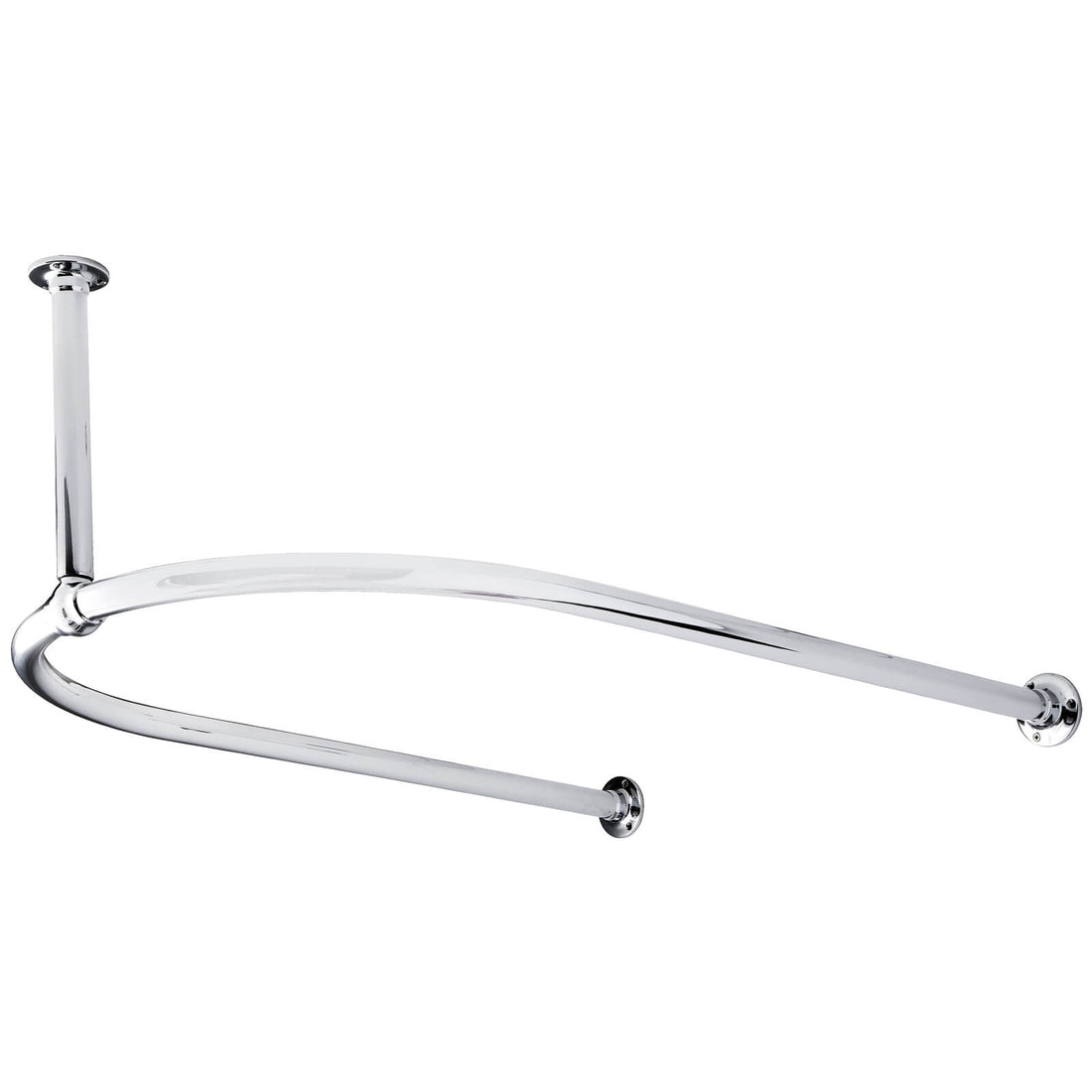 Chrome U-shaped shower curtain rail by Hudson Reed, designed for easy installation in a modern bathroom.