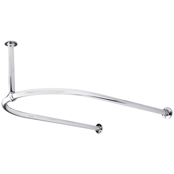 Chrome U-shaped shower curtain rail by Hudson Reed, designed for easy installation in a modern bathroom.