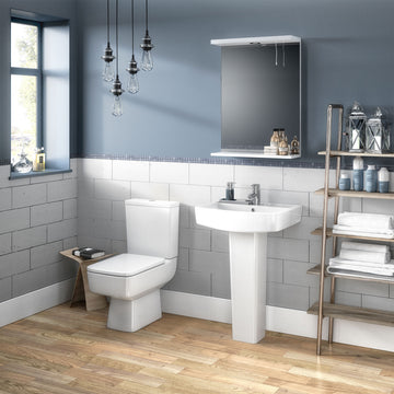 Nuie Bliss 600mm White Basin And Pedestal With 1 Tap Hole