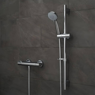 Vado Prima Exposed Thermostatic Chrome Bar Shower Mixer Valve with Slide Rail Kit