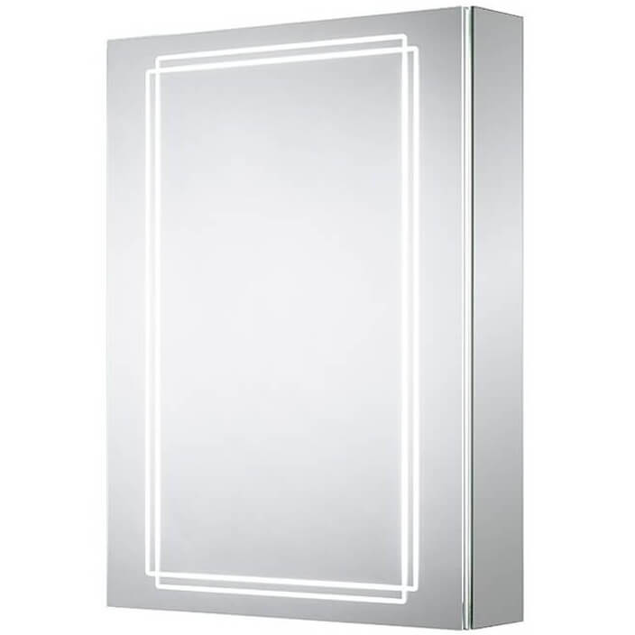 Sensio Harlow Aluminium Illuminated Mirror Cabinet with Shaver Socket - 500 x 700mm - Tuskan Tiles