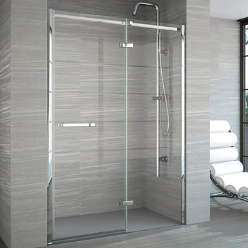 Merlyn 8-Series Hinged Frameless Shower Door with Inline Panel - Clear Glass - Reversible