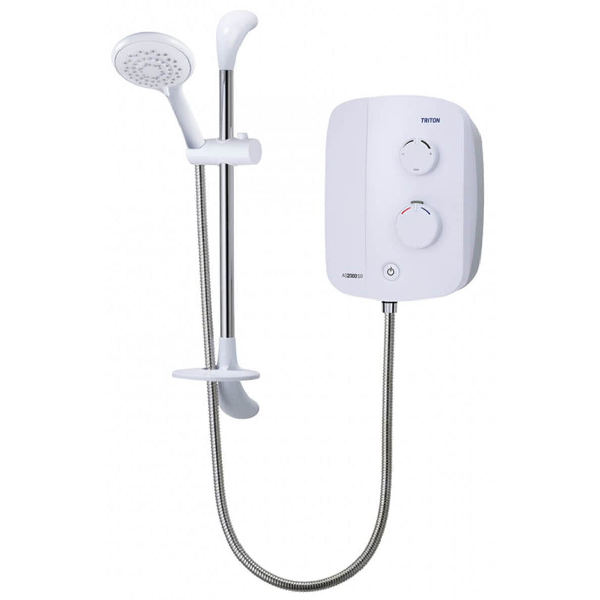 Triton Silent Running Authentic White And Chrome Thermostatic Power Shower