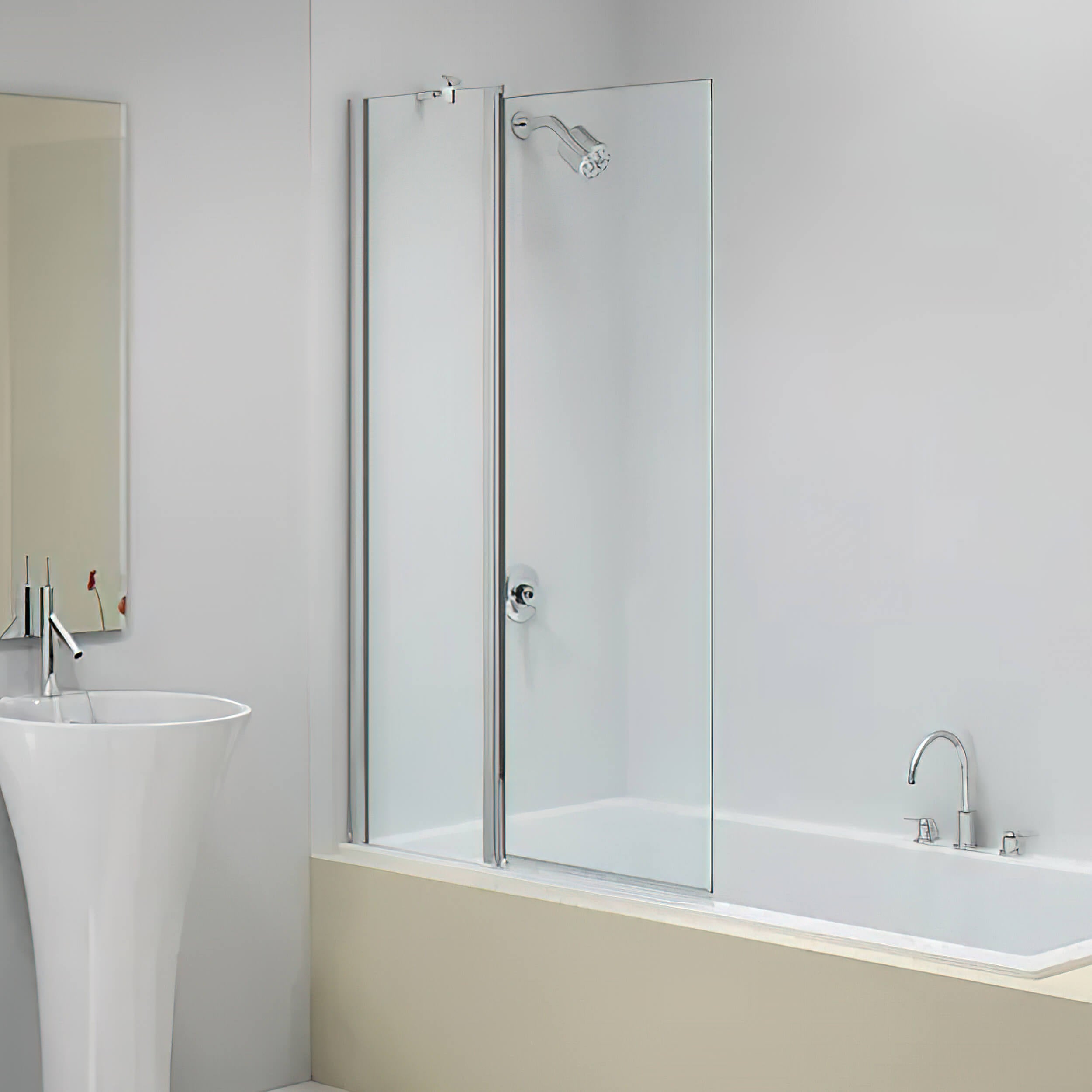 Merlyn Ionic Semi-Frameless Folding Bath Screen - 2 Panel - Curved or Square - 900 x 1500mm