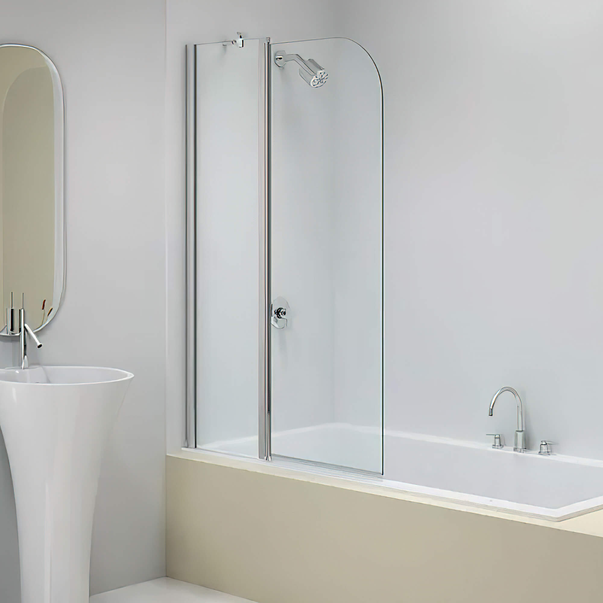 Merlyn Ionic Semi-Frameless Folding Bath Screen - 2 Panel - Curved or Square - 900 x 1500mm