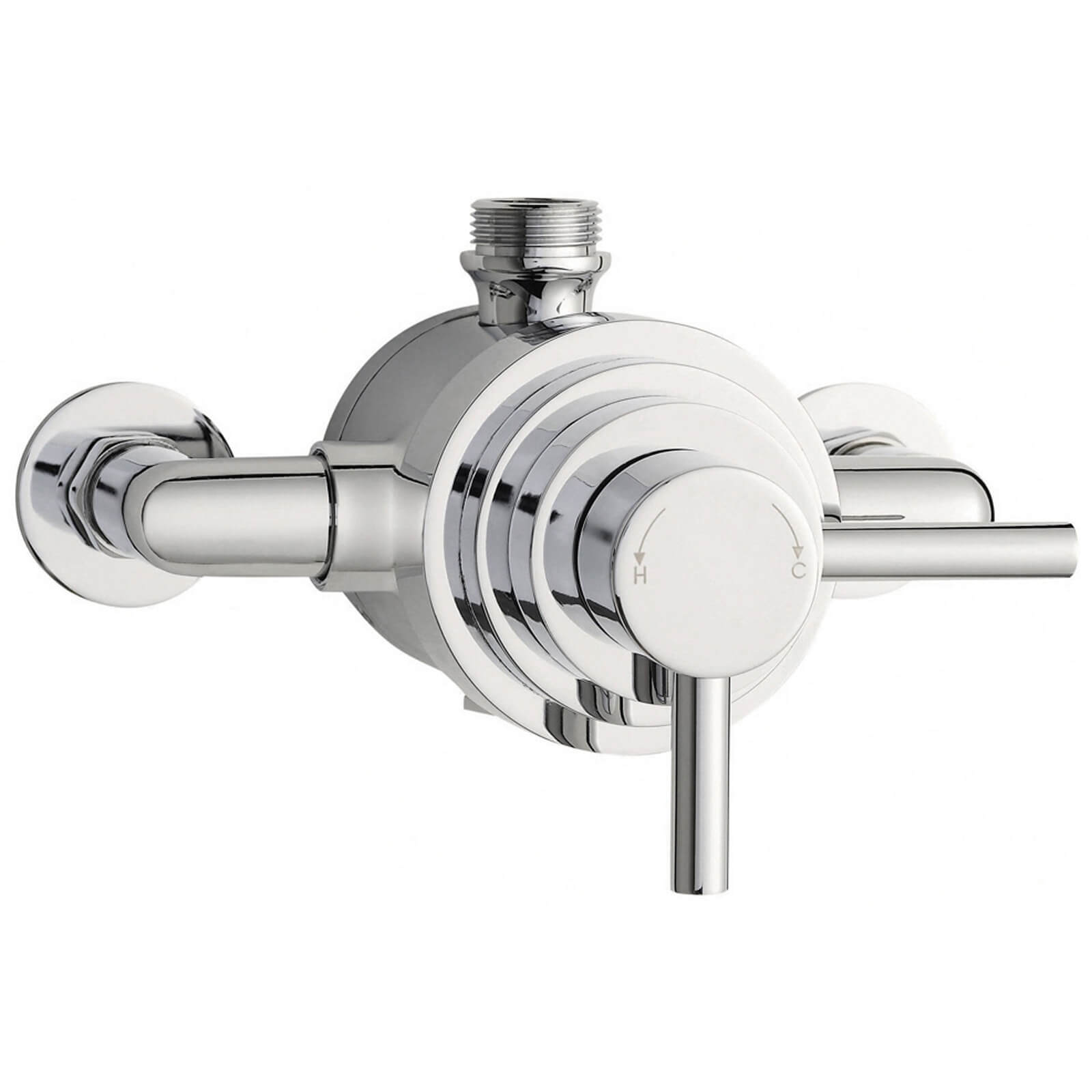 Hudson Reed Tec Chrome Contemporary Thermostatic Shower Valve - Round Trim - 2 Control