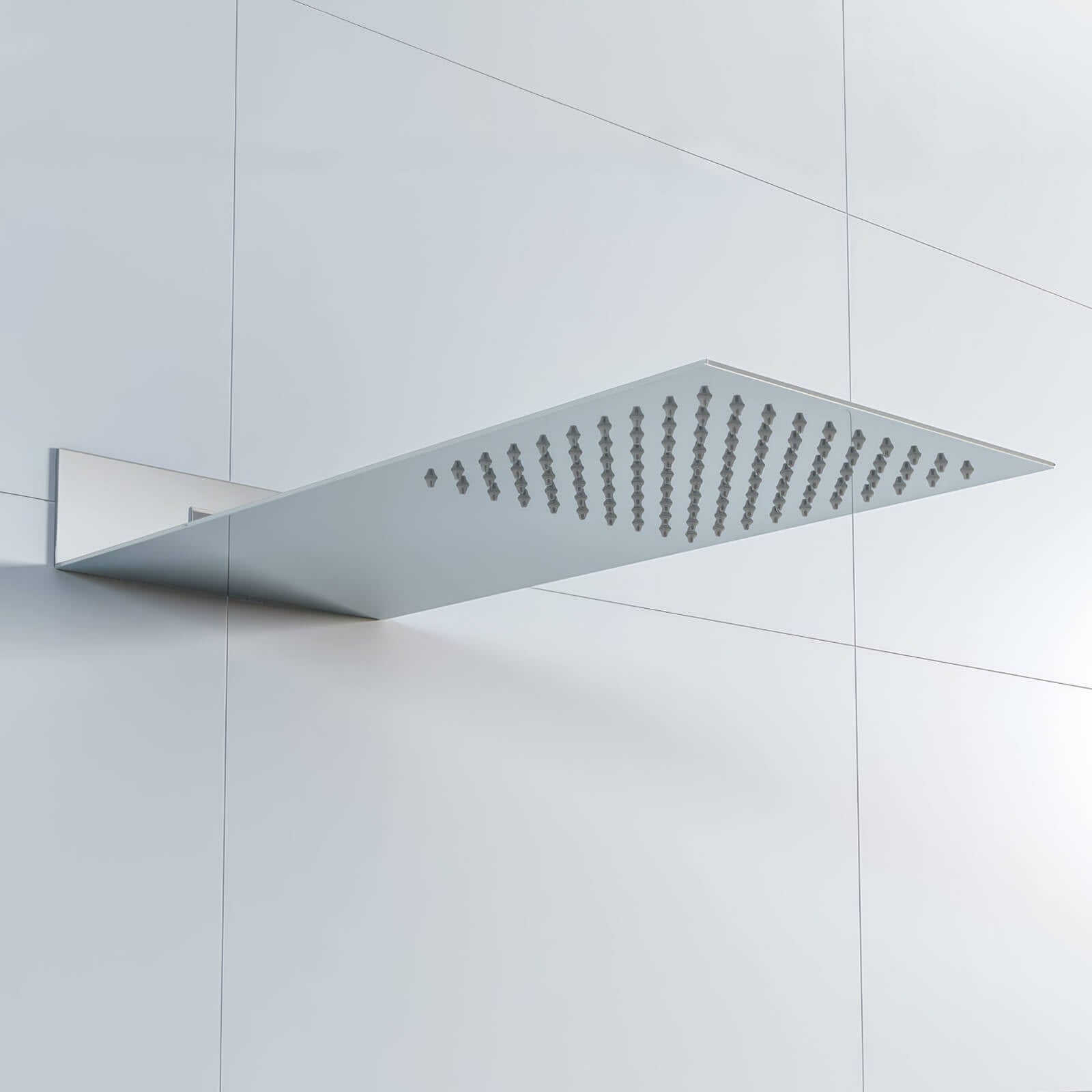 Hudson Reed Ultra-Thin Fixed Rectangular Shower Head - 1 Spray - Stainless Steel - 200 x 430mm