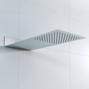 Hudson Reed Ultra-Thin Fixed Rectangular Shower Head - 1 Spray - Stainless Steel - 200 x 430mm