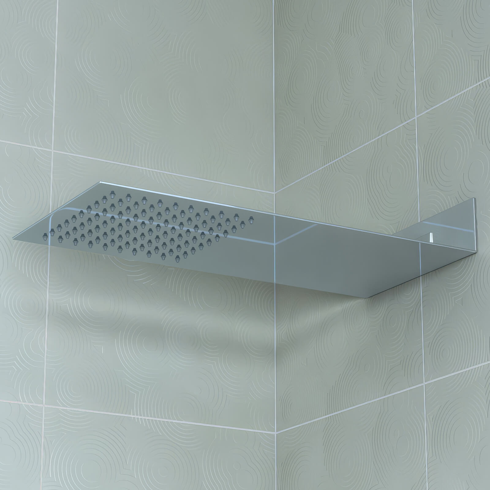 Hudson Reed Ultra-Thin Fixed Rectangular Shower Head - 1 Spray - Stainless Steel - 200 x 430mm