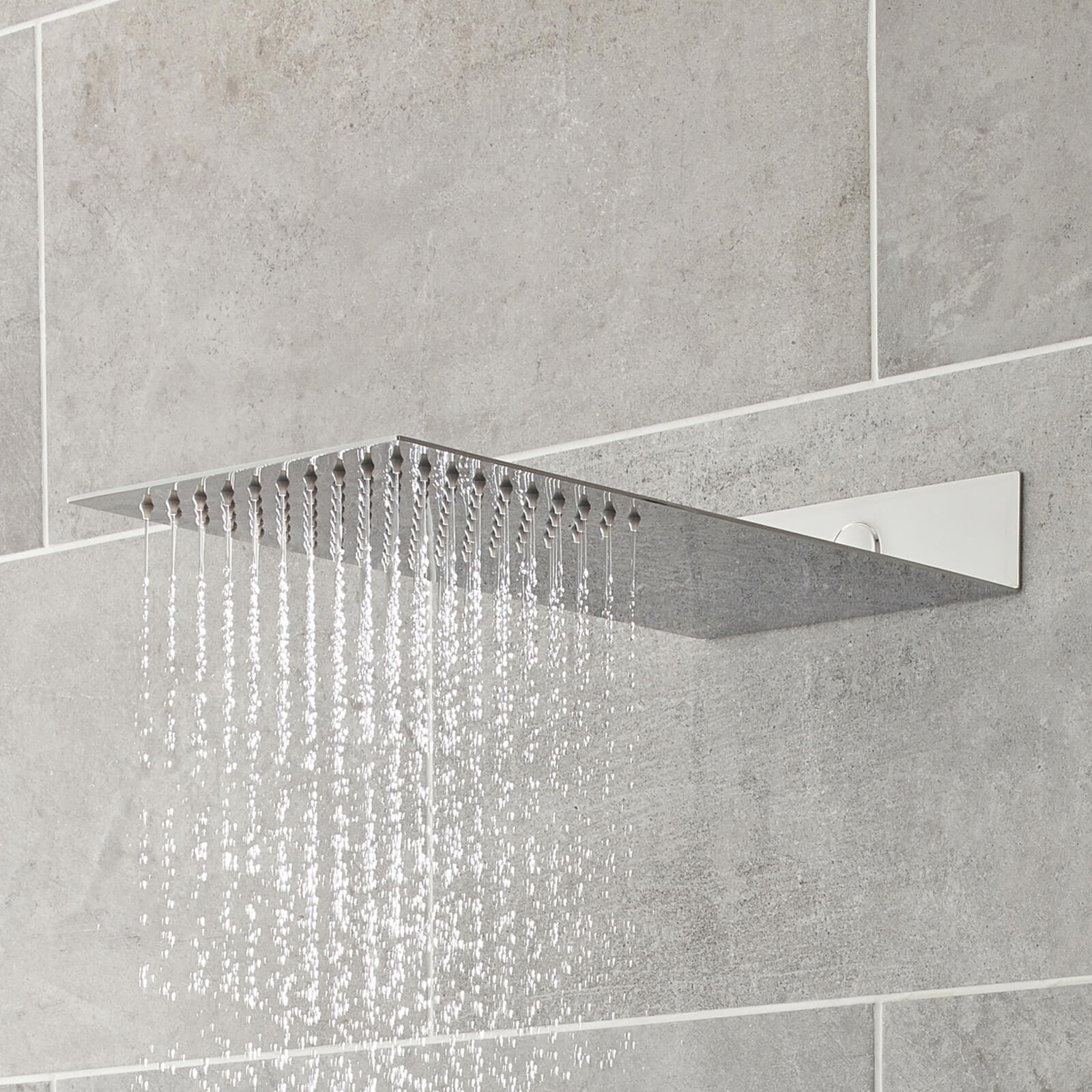 Hudson Reed Ultra-Thin Fixed Rectangular Shower Head - 1 Spray - Stainless Steel - 200 x 430mm