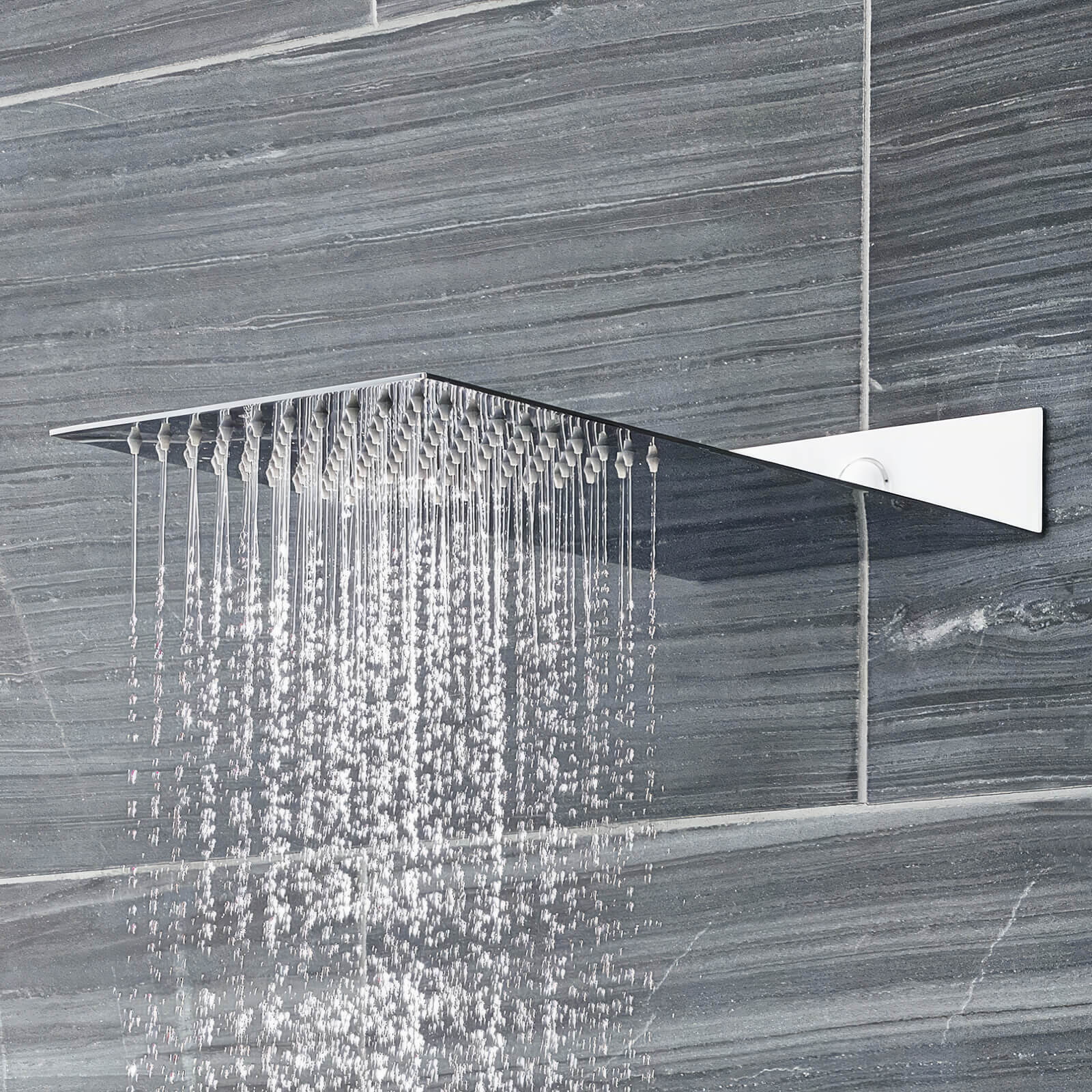 Hudson Reed Ultra-Thin Fixed Rectangular Shower Head - 1 Spray - Stainless Steel - 200 x 430mm
