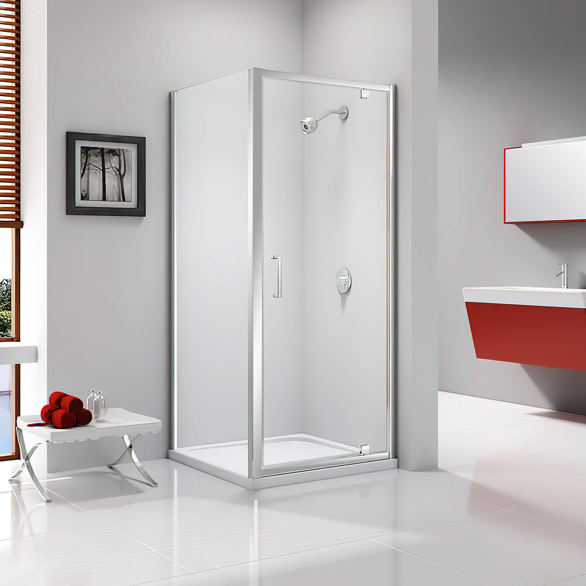 Merlyn Ionic Express Pivot Shower Door - Clear Glass - Chrome Frame