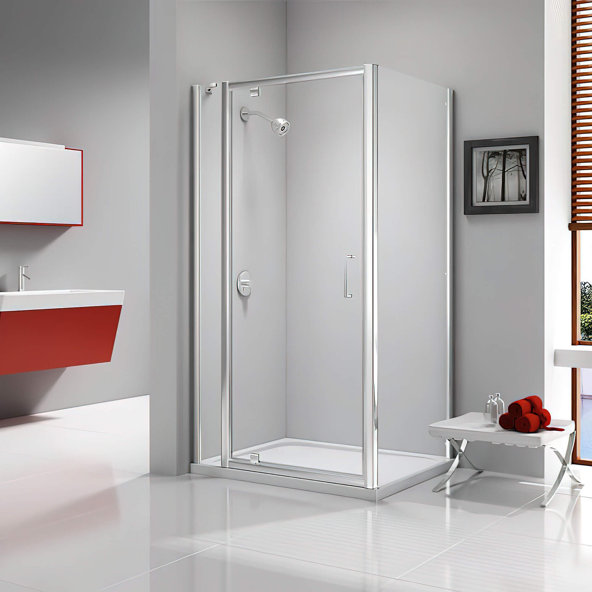 Merlyn Ionic Express Pivot Shower Door - Clear Glass - Chrome Frame