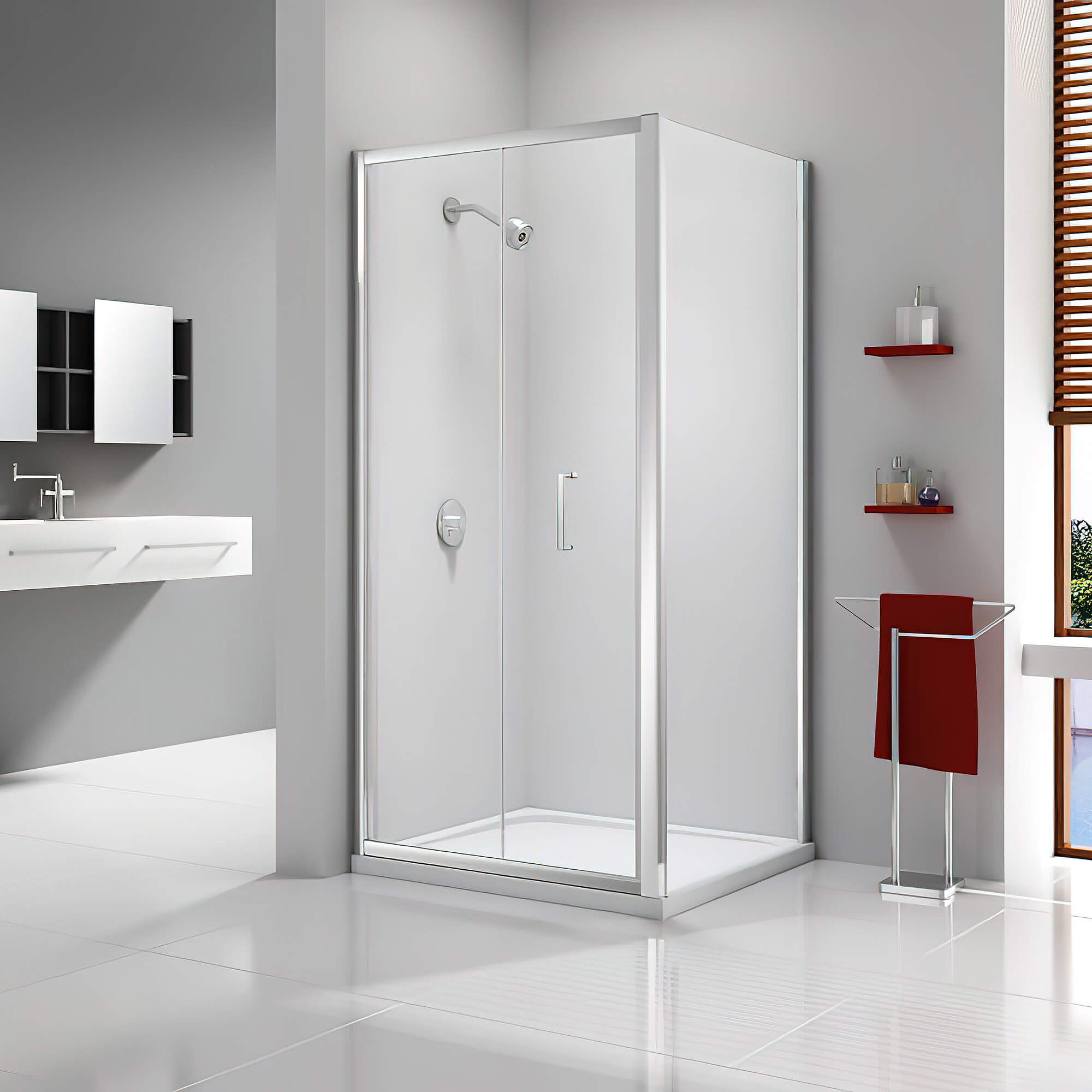 Merlyn Ionic Express Bifold Shower Door - Clear Glass - Aluminium Frame