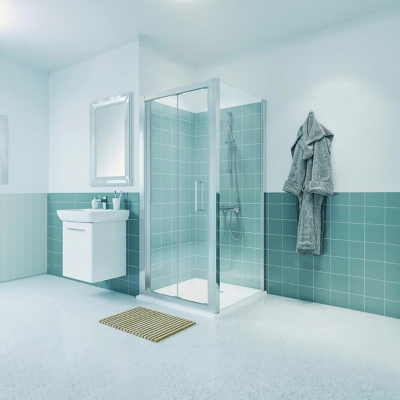 Geberit Geo Bifold Reversible Shower Door - Aluminium Silver Frame - 1900mm High