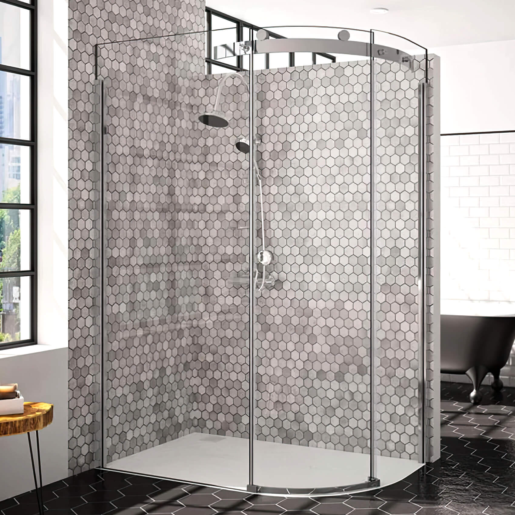 Merlyn 10-Series Frameless Sliding Offset Quadrant Shower Enclosure - 1000 x 800mm